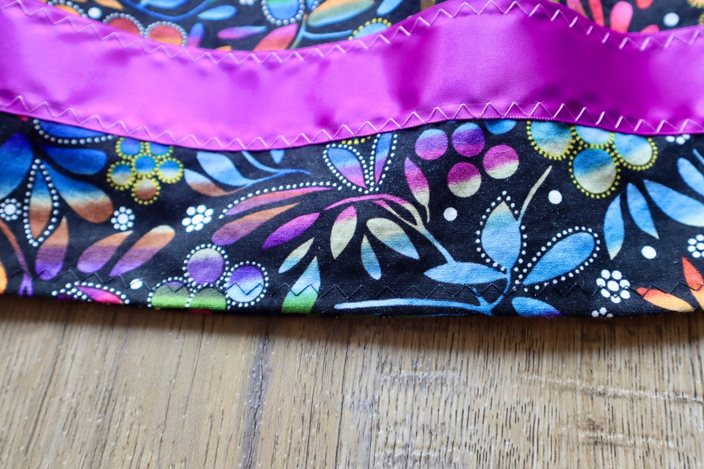 Handmade Ribbon Skirt, Child Size 3-5 Purple Pink Ombre Dark Floral Print Premium Cotton, OOAK Indigenous Made Clothing