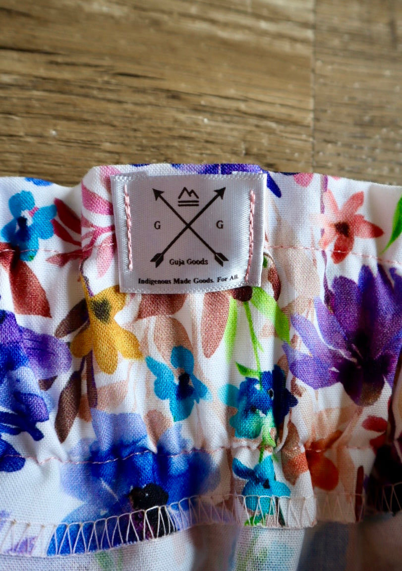 Handmade Ceremony, Casual Ribbon Skirt: Blue to Peach Ombre, Blue Floral Print, Custom Waist *up to 50 inches* (enter desired sizes waist size “inches” or Dress/Pants size in order notes)