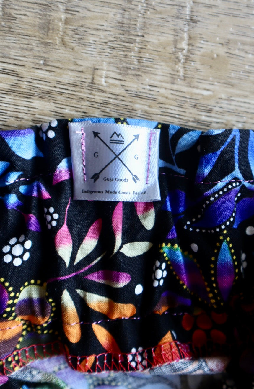 Handmade Ribbon Skirt, Child Size 3-5 Purple Pink Ombre Dark Floral Print Premium Cotton, OOAK Indigenous Made Clothing