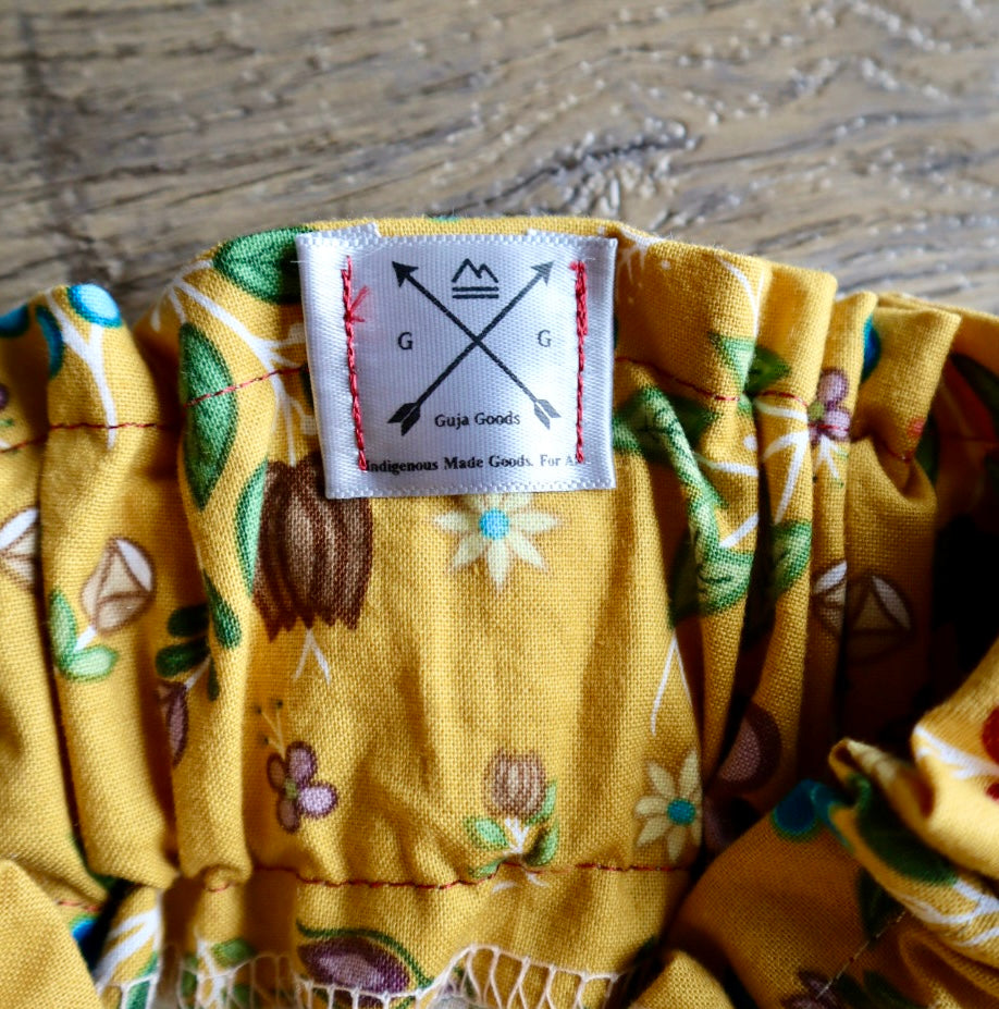 Handmade Ribbon Skirt: Child Size 2-4 Gold and Brown Floral Cotton