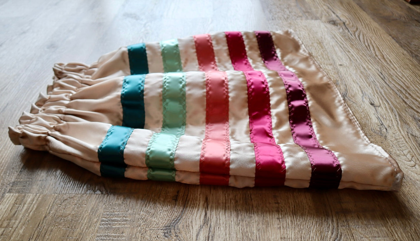Handmade Satin Ribbon Skirt: Child Size 4-6, Red Pink Ombre