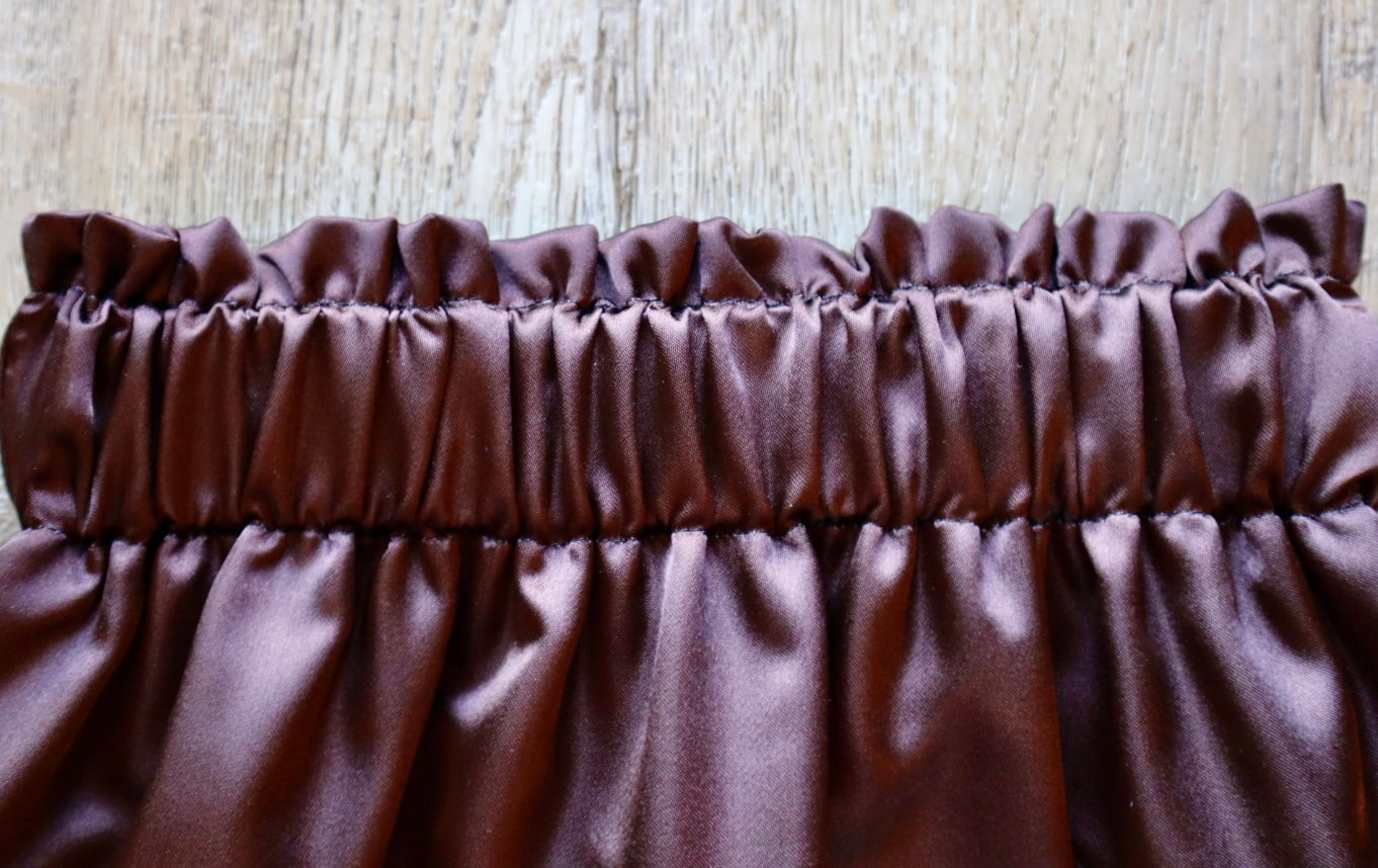 Handmade Satin Ribbon Skirt: Child Size 2-4 Chocolate Brown Pink Ombre
