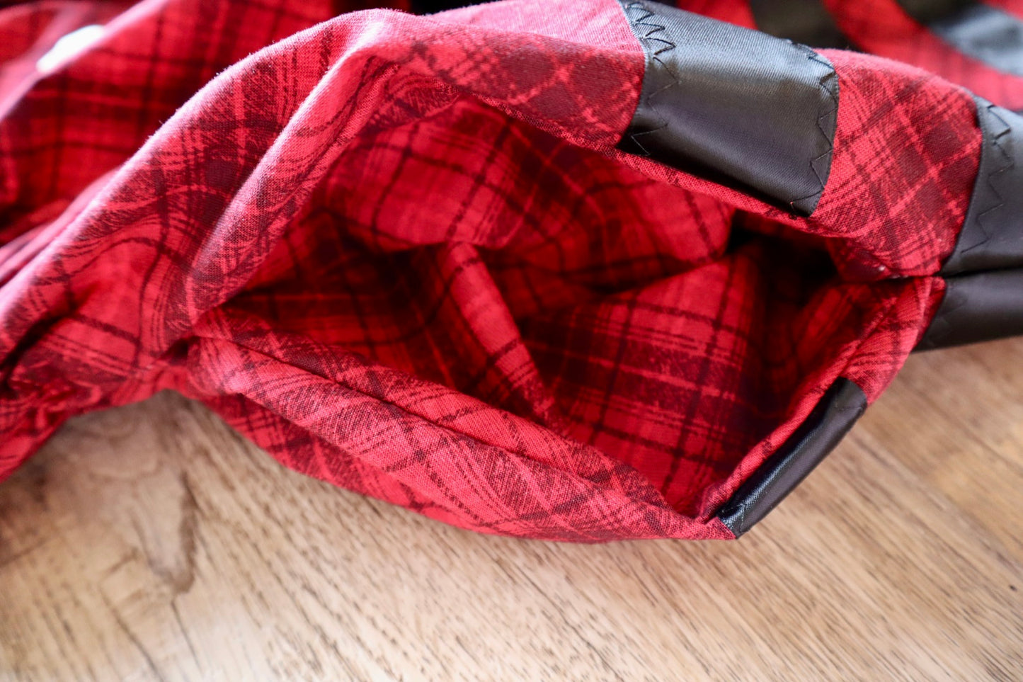 Couture Ribbon Skirt:  Red and Black Plaid Cotton with Faux Elk Teeth “Buttons”*up to 50 inches* (enter desired waist size “inches” or Dress/Pants size in order notes)