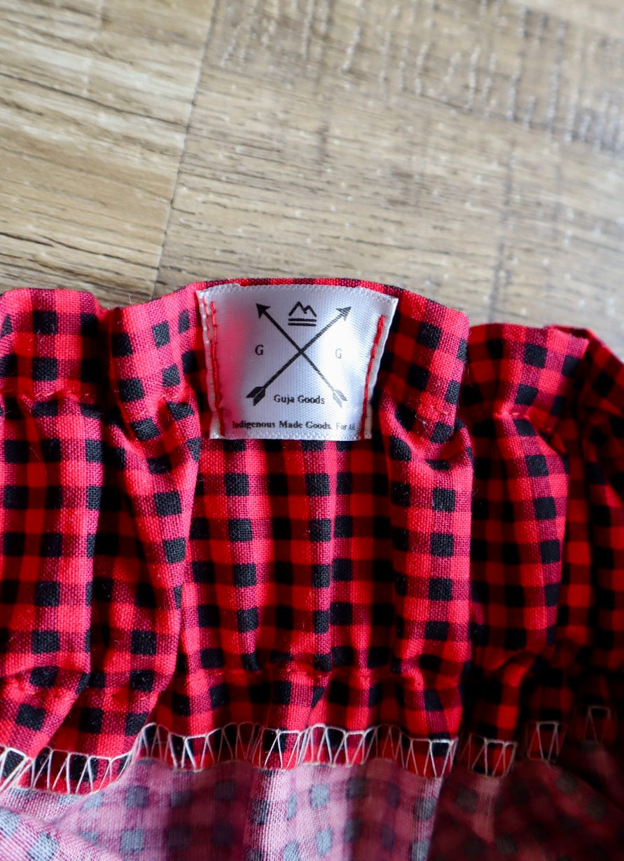 Handmade Ceremony, Casual Ribbon Skirt: Red and Black Gingham Print, Custom Waist *up to 50 inches* (enter desired sizes waist size “inches” or Dress/Pants size in order notes)