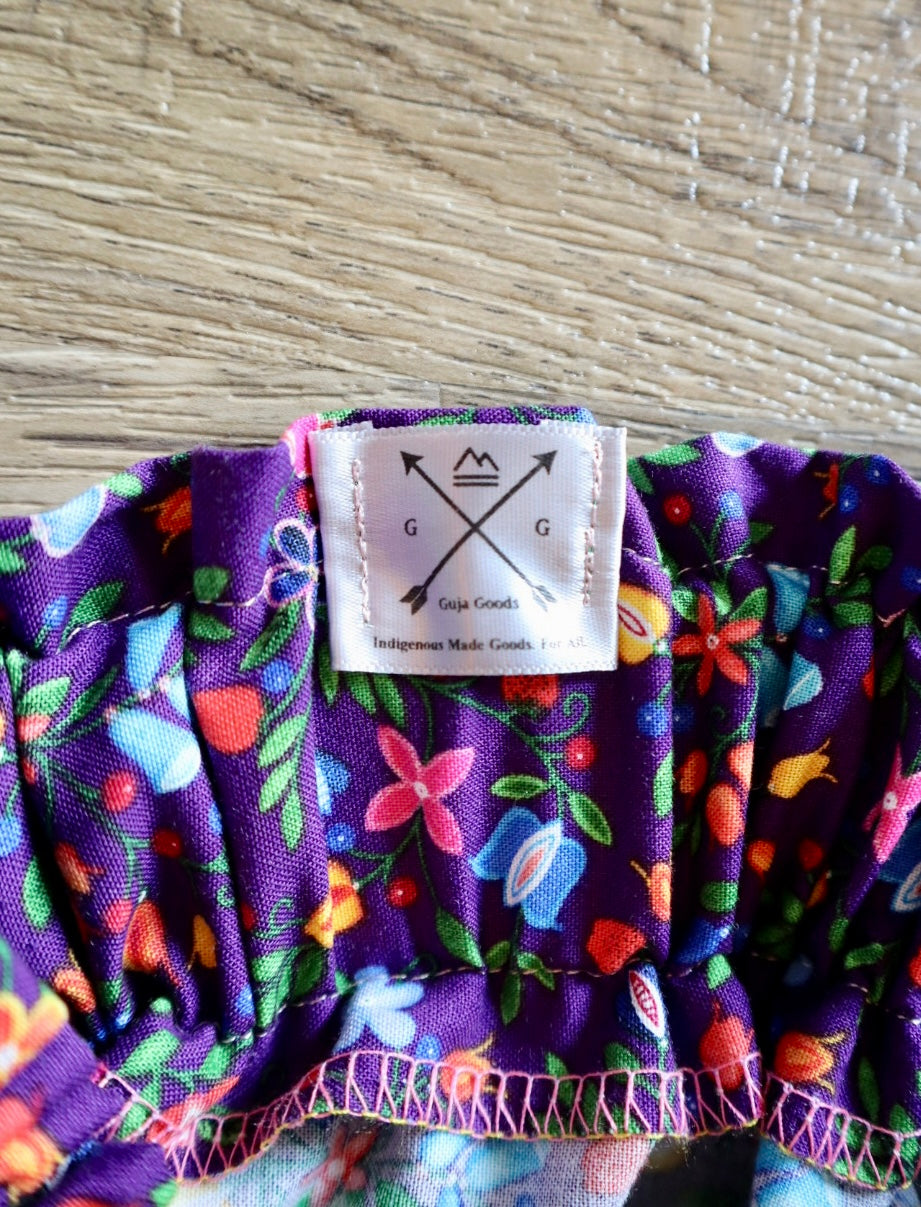 Handmade Ribbon Skirt, Child Size 2-4 Purple Pink Ombre Plum Floral Print Premium Cotton, OOAK Indigenous Made Clothing
