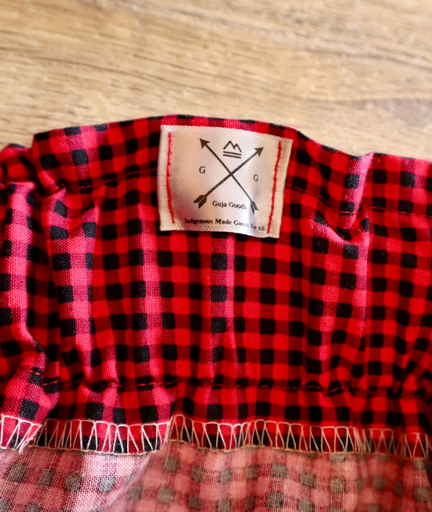Handmade Ceremony, Casual Ribbon Skirt: All Red Gingham Print, Custom Waist *up to 50 inches* (enter desired sizes waist size “inches” or Dress/Pants size in order notes)