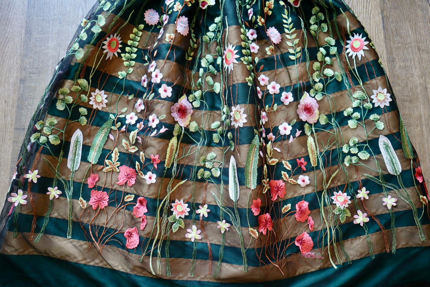 Couture Overlay Ribbon Skirt Women’s Black Embroidered Floral Lace Pine Green Satin All Gold OOAK Indigenous HandMade Clothing Custom Waist *up to 50 inches* (enter desired waist size “inches” or Dress/Pants size in order notes)