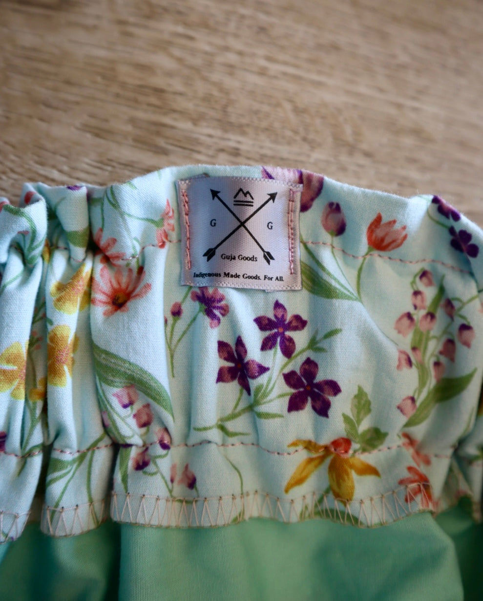 Couture Embroidered Stacked Pony Ribbon Skirt Pockets Womens Floral Cotton Jewel Tone Ombre OOAK Indigenous HandMade *up to 50 inches* (enter desired sizes waist size “inches” or Dress/Pants size in order notes)