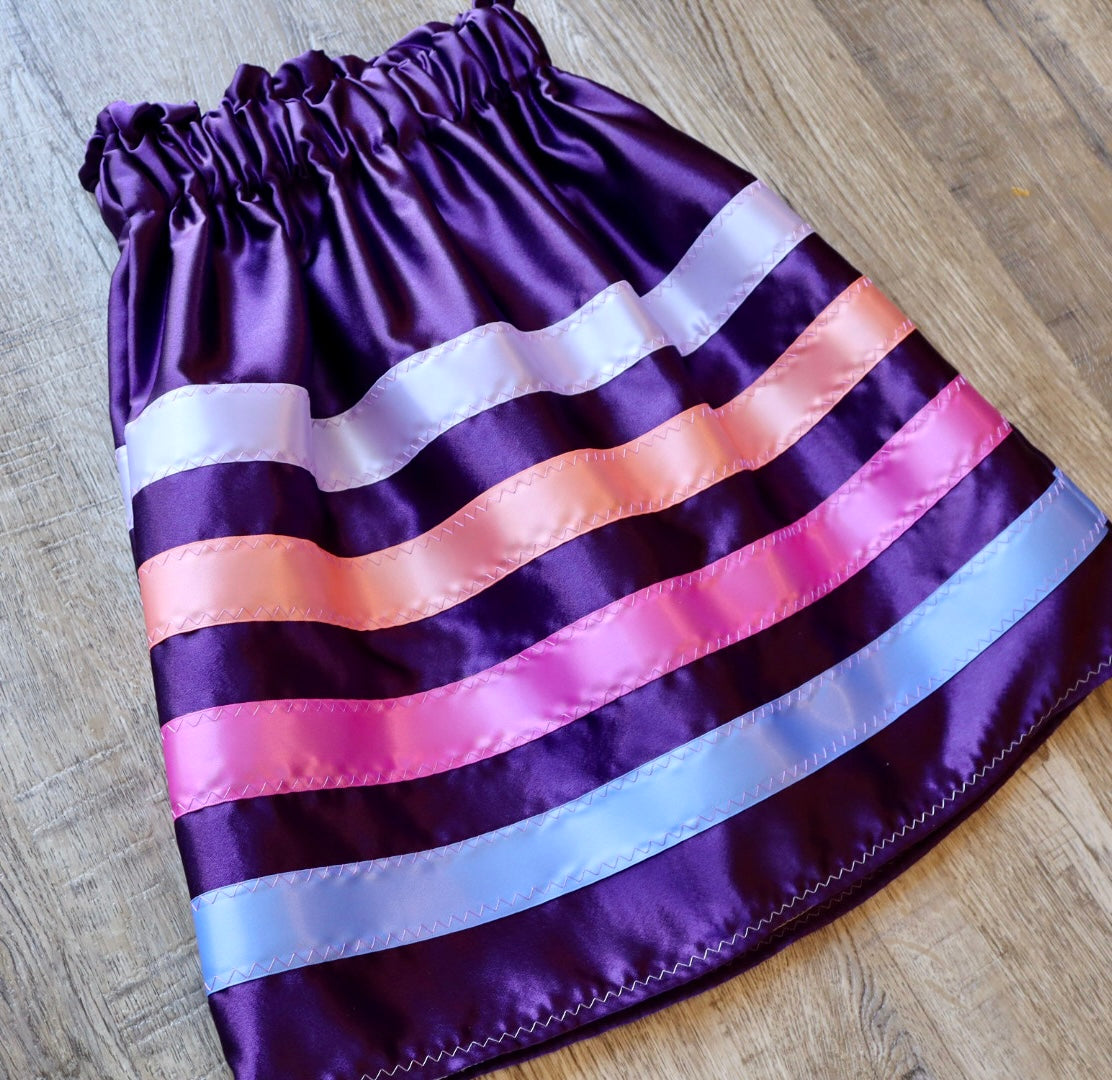 Handmade Satin Ribbon Skirt: Child Size 2-4 Purple Pink Ombre