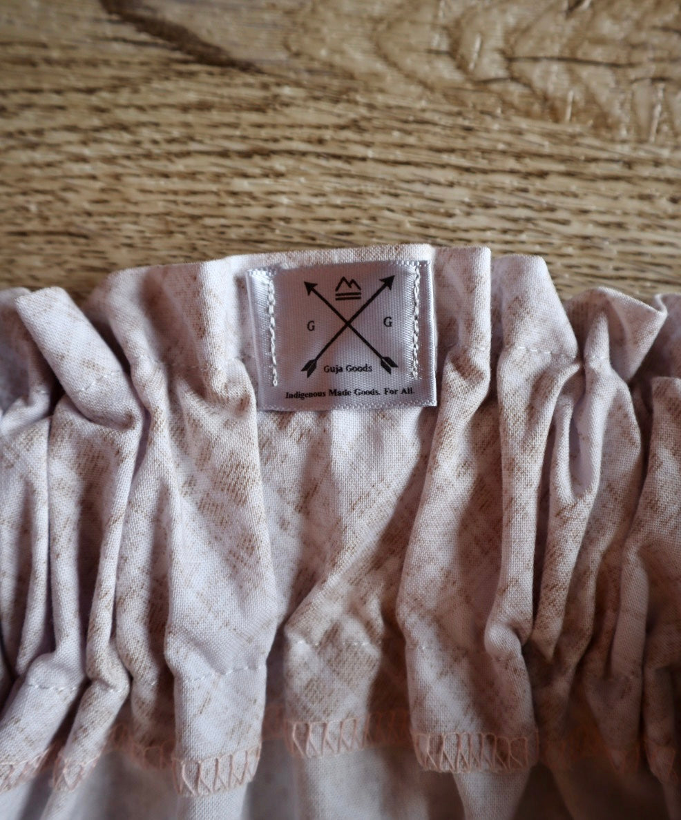 Couture Ribbon Skirt:  Ivory Plaid Cotton with Faux Elk Teeth “Buttons”*up to 50 inches* (enter desired waist size “inches” or Dress/Pants size in order notes)