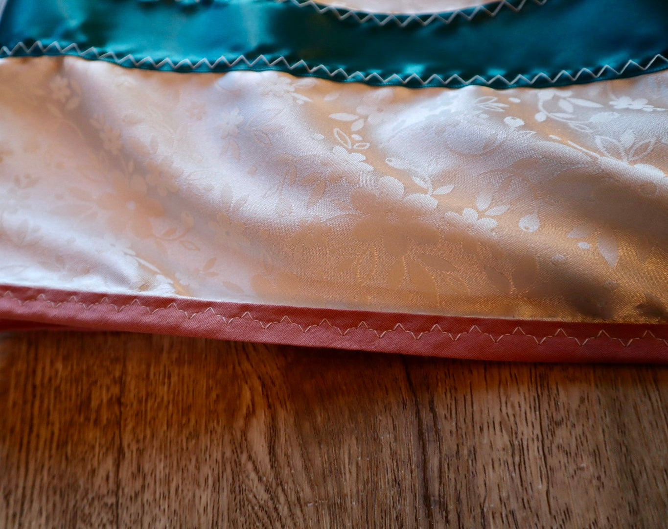 Couture Satin Floral Embroidered Ribbon Skirt Womens White Ivory Fully Lined Pink Green Ombre OOAK Indigenous HandMade Clothing Custom Waist *up to 50 inches* (enter desired waist size “inches” or Dress/Pants size in order notes)