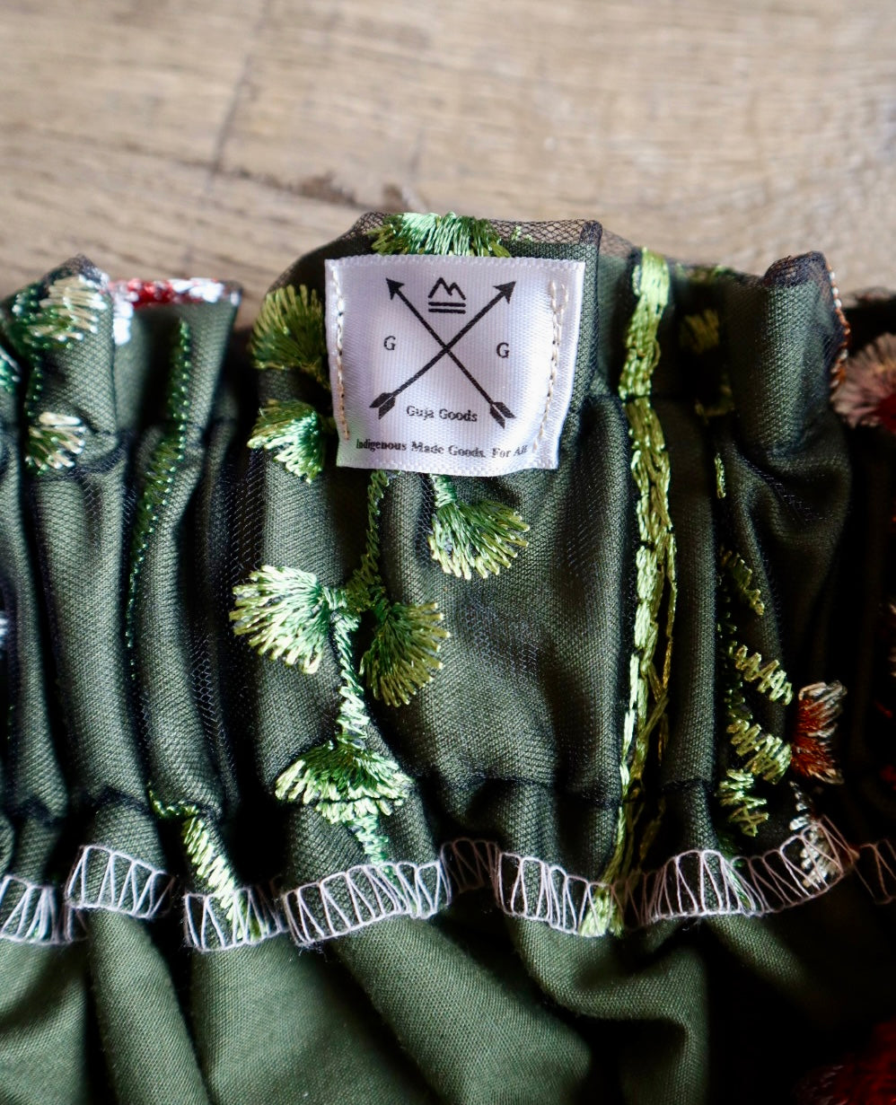 Couture Embroidered Stacked Bison Ribbon Skirt Pockets Womens Black Lace Earthy Ombre OOAK Indigenous HandMade *up to 50 inches* (enter desired sizes waist size “inches” or Dress/Pants size in order notes)