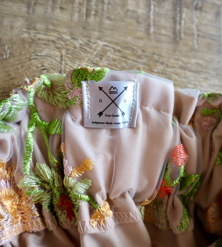 Couture Stacked Ribbon Skirt Pockets Womens Yellow Peach Lace Fire Tones Ombre RicRac Premium Cotton OOAK Indigenous HandMade *up to 50 inches* (enter desired sizes waist size “inches” or Dress/Pants size in order notes)