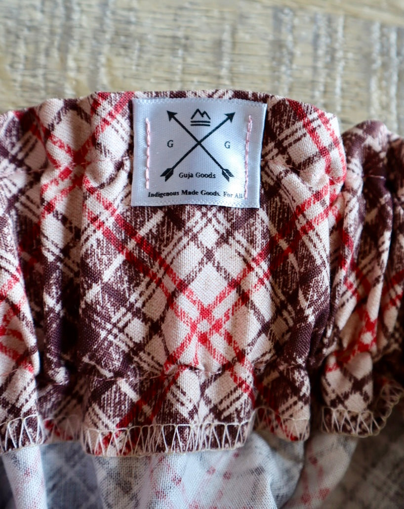 Handmade Ceremony, Casual Ribbon Skirt: Earth Tones, Brown and Red Plaid Print, Custom Waist *up to 50 inches* (enter desired sizes waist size “inches” or Dress/Pants size in order notes)