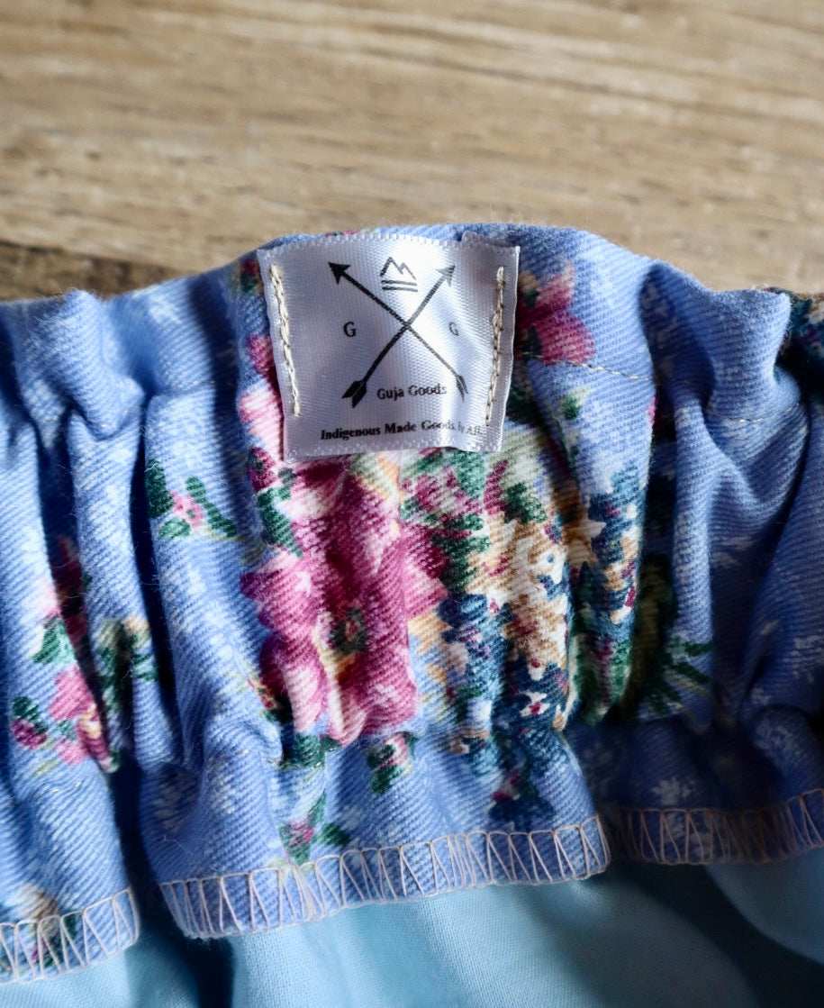 Couture Stacked Ribbon Skirt Pockets Womens Blue Floral Miscellaneous Ric Rac Cotton Miscellaneous OOAK Indigenous HandMade *up to 50 inches* (enter desired sizes waist size “inches” or Dress/Pants size in order notes)
