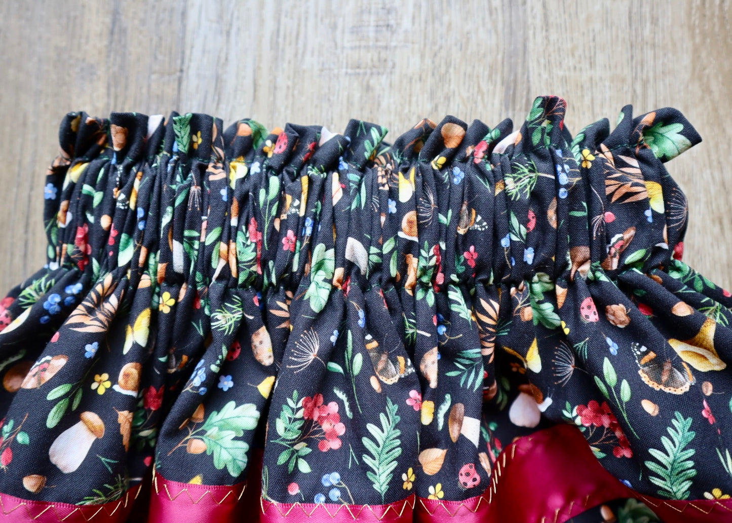 Couture Embroidered Ribbon Skirt Pockets Women’s Black Woods Floral Peach Ombre Premium Cotton OOAK Indigenous HandMade Clothing CustomWaist *up to 50 inches* (enter desired waist size “inches” or Dress/Pants size in order notes)