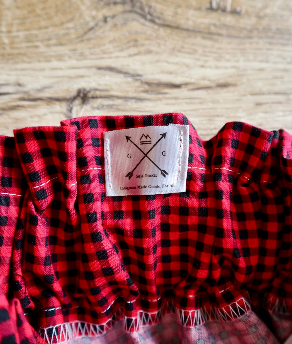 Couture Embroidered Bison Ribbon Skirt Pockets Womens Red Black Gingham Premium Cotton OOAK Indigenous HandMade *up to 50 inches* (enter desired sizes waist size “inches” or Dress/Pants size in order notes)