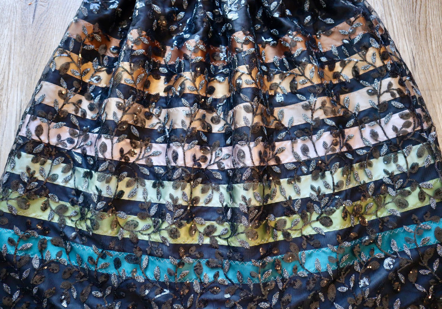 Couture Overlay Ribbon Skirt Women’s Black Embroidered Sequin Lace Satin Gold Emerald Ombre Indigenous HandMade Clothing CustomWaist *up to 50 inches* (enter desired sizes waist size “inches” or Dress/Pants size in order notes)