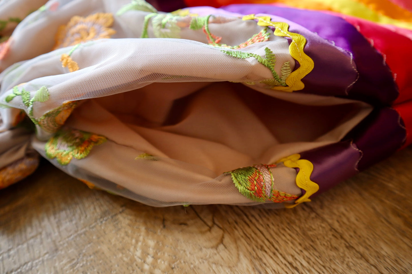 Couture Stacked Ribbon Skirt Pockets Womens Yellow Peach Lace Fire Tones Ombre RicRac Premium Cotton OOAK Indigenous HandMade *up to 50 inches* (enter desired sizes waist size “inches” or Dress/Pants size in order notes)