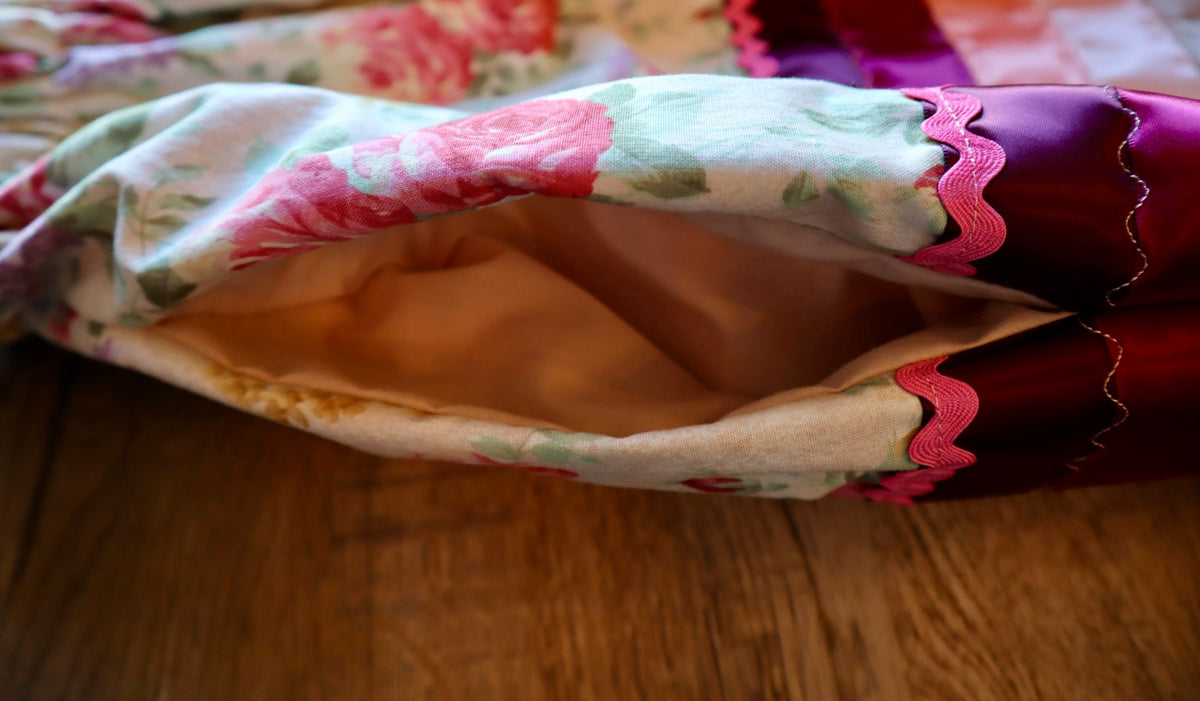 Couture Embroidered Stacked Pony Ribbon Skirt Pockets Womens Cream Floral Cotton Earth Tone Ombre OOAK Indigenous HandMade *up to 50 inches* (enter desired sizes waist size “inches” or Dress/Pants size in order notes)