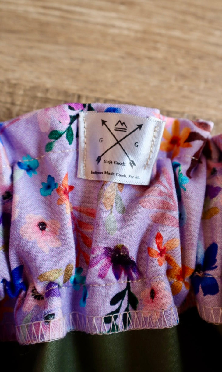 Couture Stacked Ribbon Skirt Pockets Womens Purple Floral Print Silver Ombre Ric Rac OOAK Indigenous HandMade *up to 50 inches* (enter desired sizes waist size “inches” or Dress/Pants size in order notes)