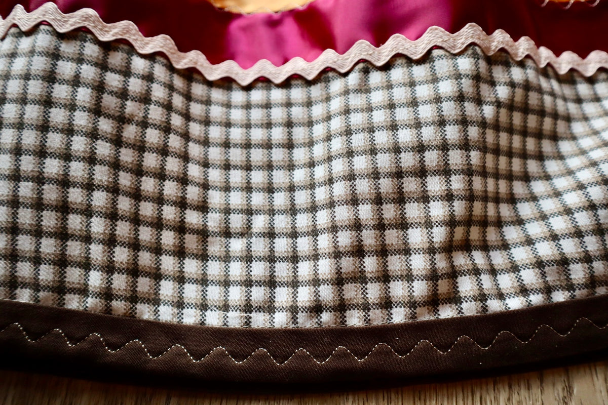 Couture Embroidered Stacked Bison Ribbon Skirt Pockets Womens Cream Plaid Cotton Earth Tones Ombre OOAK Indigenous HandMade *up to 50 inches* (enter desired sizes waist size “inches” or Dress/Pants size in order notes)