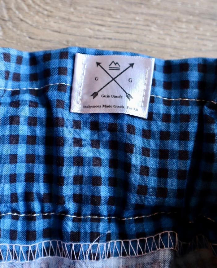 Couture Embroidered Stacked Pony Ribbon Skirt Pockets Womens Blue Gingham Cotton Black Ombre OOAK Indigenous HandMade *up to 50 inches* (enter desired sizes waist size “inches” or Dress/Pants size in order notes)