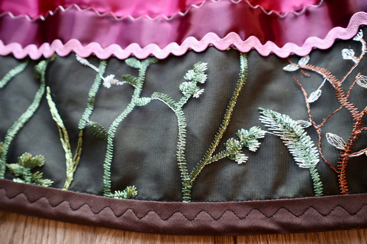 Couture Embroidered Stacked Pony Ribbon Skirt Pockets Womens Black Lace Earthy Ombre OOAK Indigenous HandMade *up to 50 inches* (enter desired sizes waist size “inches” or Dress/Pants size in order notes)