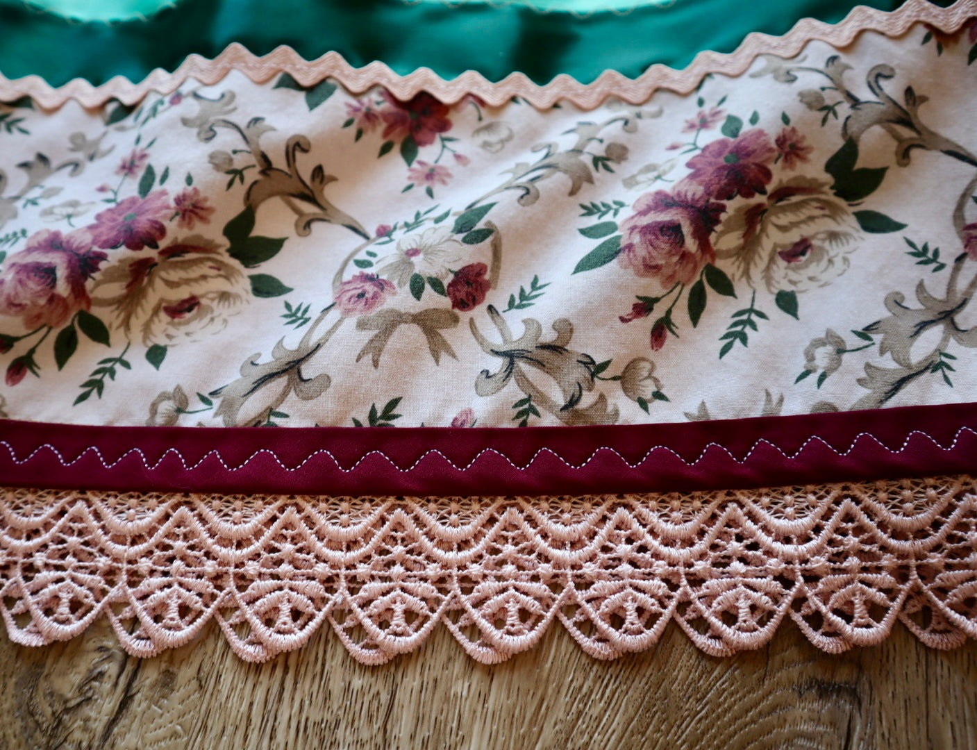 Couture Embroidered Stacked Pony Ribbon Skirt Pockets Womens Floral Cotton Pink Turquoise Ombre OOAK Indigenous HandMade *up to 50 inches* (enter desired sizes waist size “inches” or Dress/Pants size in order notes)