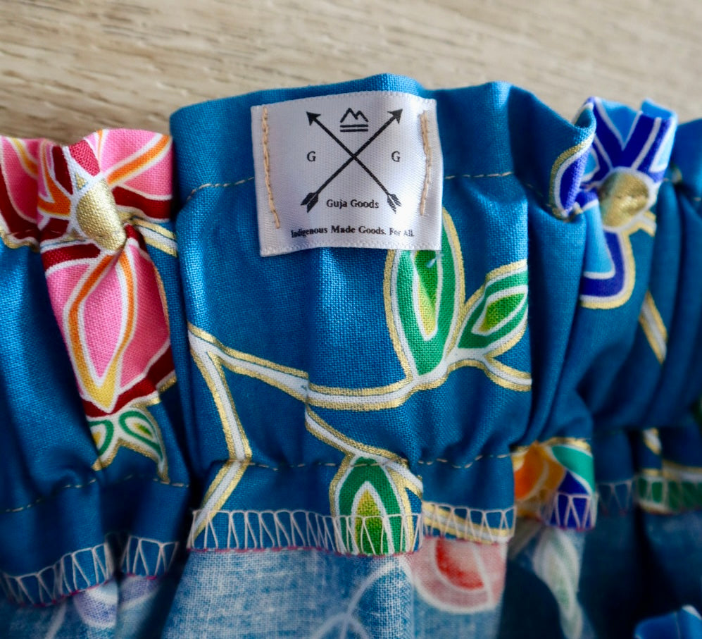 Couture Embroidered Stacked Pony Ribbon Skirt Pockets Womens Floral Cotton Purple Blue Ombre OOAK Indigenous HandMade *up to 50 inches* (enter desired sizes waist size “inches” or Dress/Pants size in order notes)