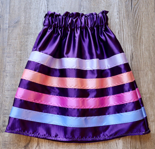Handmade Satin Ribbon Skirt: Child Size 2-4 Purple Pink Ombre