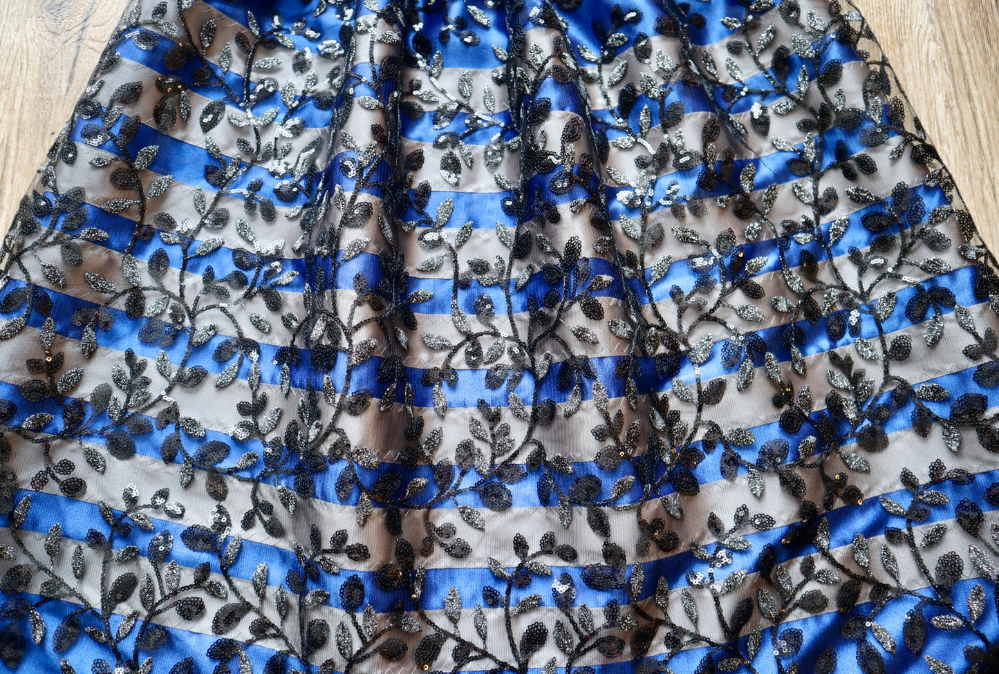 Couture Overlay Ribbon Skirt Women’s Black Embroidered Sequin Lace Sapphire Satin Gun Metal Indigenous HandMade Clothing CustomWaist *up to 50 inches* (enter desired sizes waist size “inches” or Dress/Pants size in order notes)