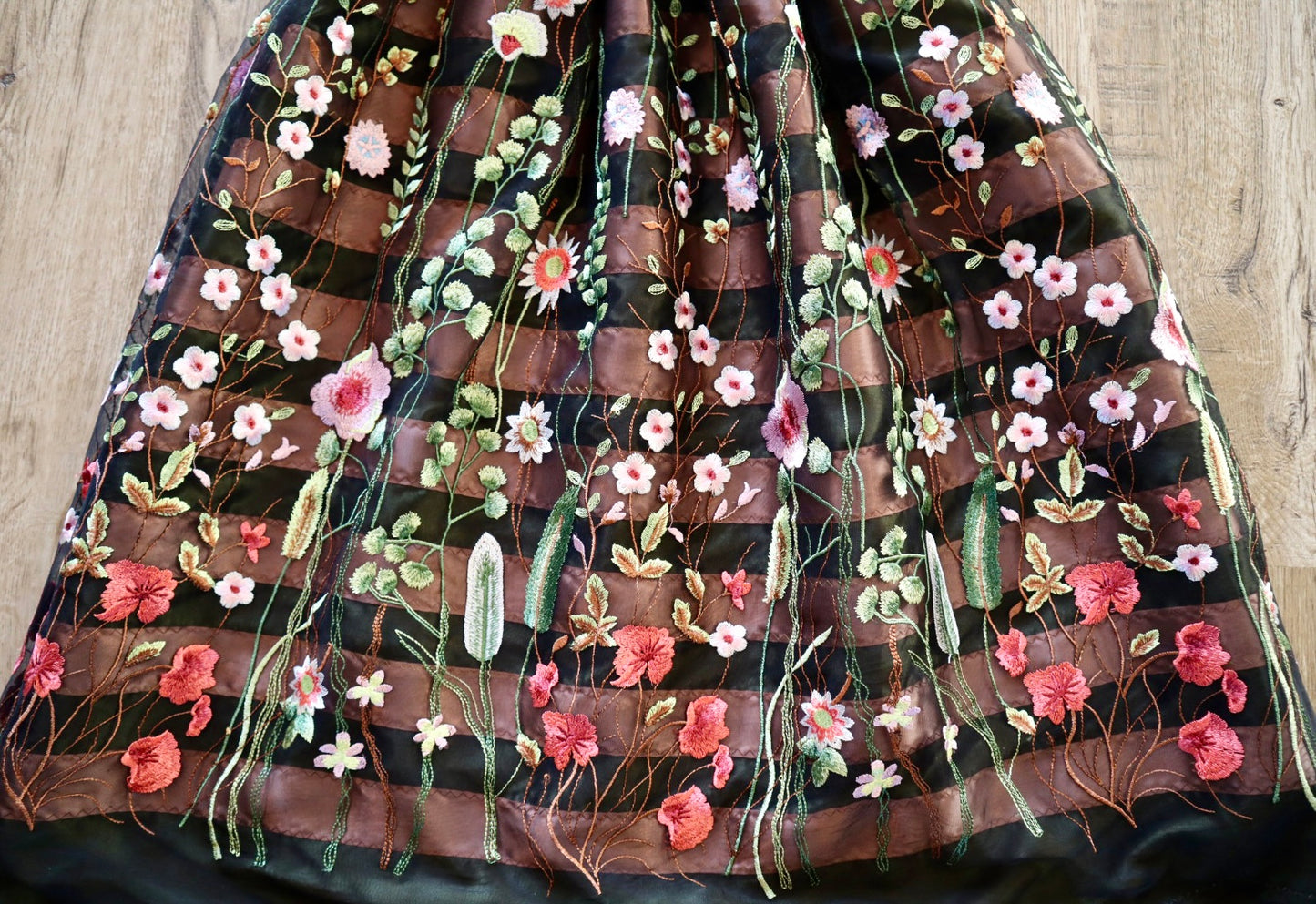 Couture Overlay Ribbon Skirt Women’s Black Embroidered Floral Lace Olive Green Satin Indigenous HandMade Clothing Custom Waist *up to 50 inches* (enter desired waist size “inches” or Dress/Pants size in order notes)