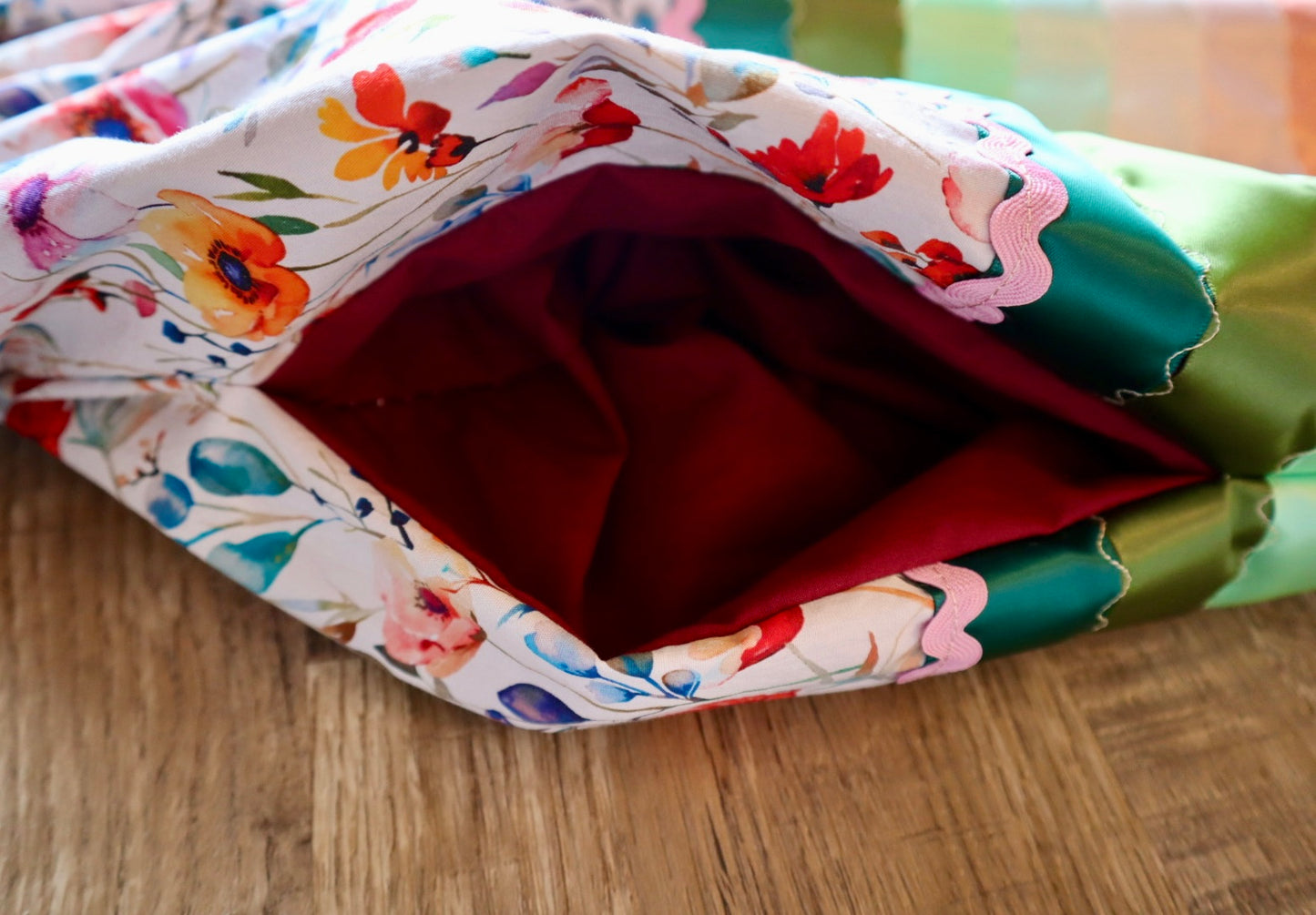 Couture Embroidered Stacked Pony Ribbon Skirt Pockets Womens Ivory Floral Cotton Green to Red Ombre OOAK Indigenous HandMade *up to 50 inches* (enter desired sizes waist size “inches” or Dress/Pants size in order notes)