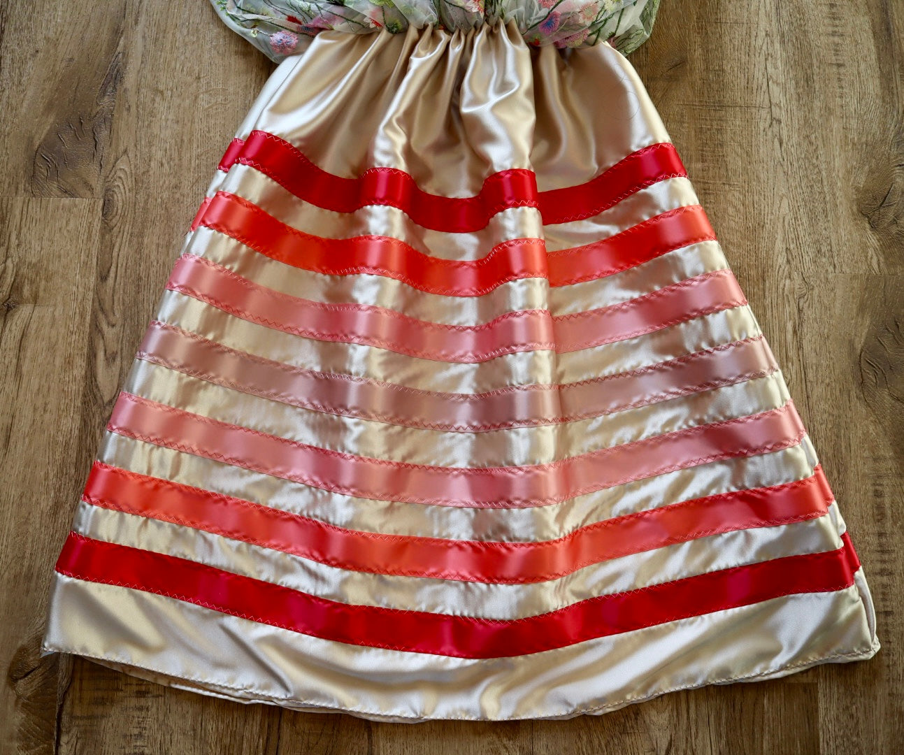 Couture Overlay Ribbon Skirt Women’s Ivory Embroidered Floral Lace Ivory Satin Indigenous HandMade Clothing Custom Waist *up to 50 inches* (enter desired sizes waist size “inches” or Dress/Pants size in order notes)