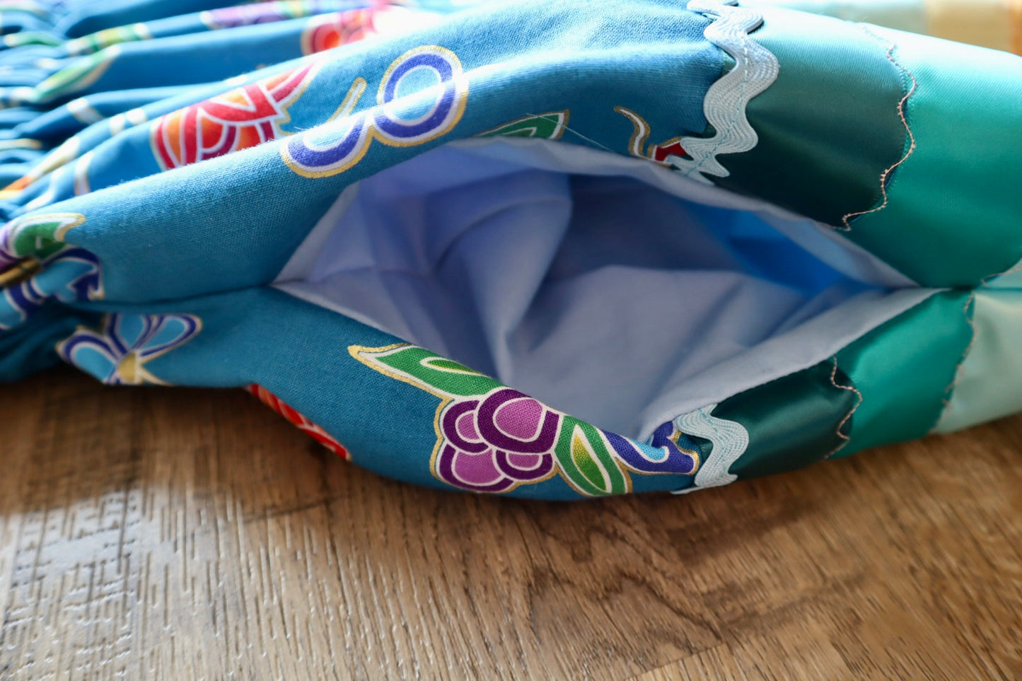 Couture Embroidered Stacked Pony Ribbon Skirt Pockets Womens Blue Indigenous Floral Cotton Fire Water Ombre OOAK Indigenous HandMade *up to 50 inches* (enter desired sizes waist size “inches” or Dress/Pants size in order notes)