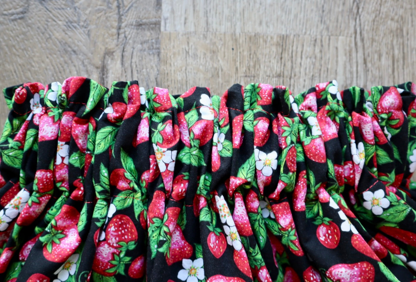 Couture Stacked Ribbon Pocket Womens RicRac Black Strawberry Floral Print Premium Cotton Cream Ombre OOAK Indigenous HandMade CustomWaist *up to 50 inches* (enter desired sizes waist size “inches” or Dress/Pants size in order notes)