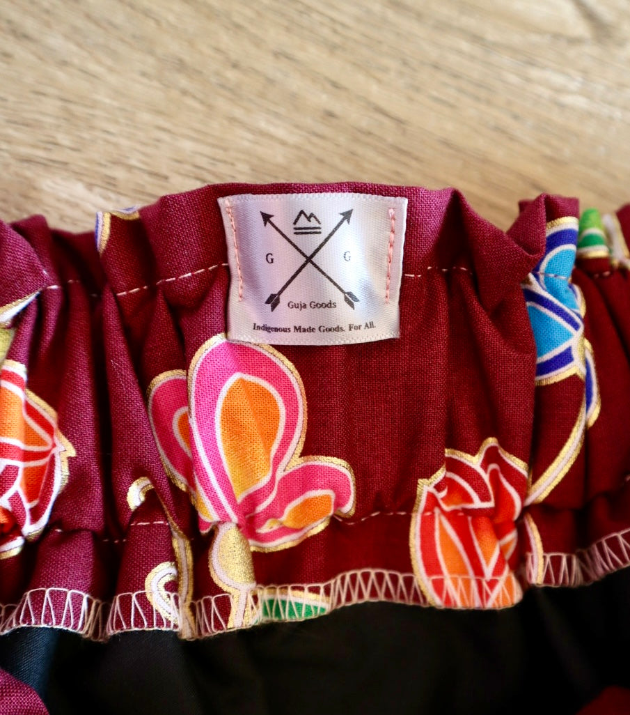 Couture Embroidered Stacked Pony Ribbon Skirt Pockets Womens Indigenous Floral Cotton Fire Water Ombre OOAK Indigenous HandMade *up to 50 inches* (enter desired sizes waist size “inches” or Dress/Pants size in order notes)