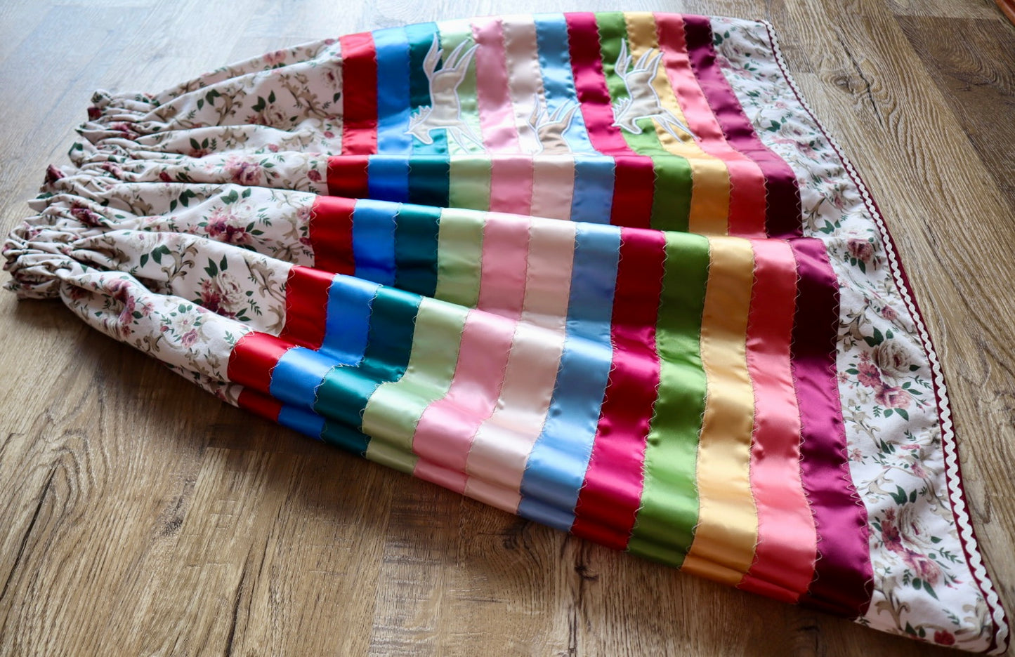 Couture Embroidered Stacked Pony Ribbon Skirt Pockets Womens Floral Premium Cotton Miscellaneous OOAK Indigenous HandMade *up to 50 inches* (enter desired sizes waist size “inches” or Dress/Pants size in order notes)