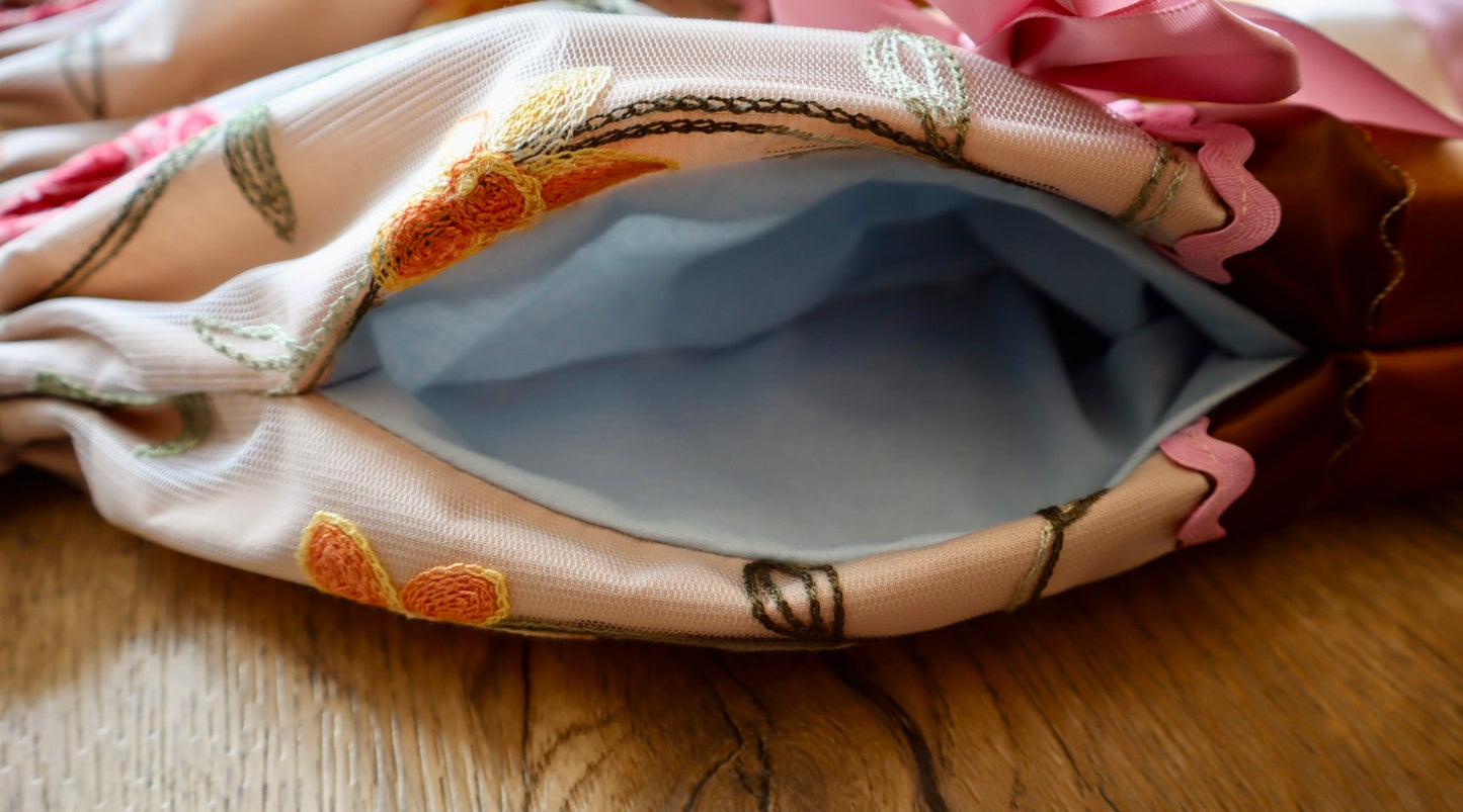 Couture Stacked Ribbon Skirt Pockets Womens Pink and Nude Lace Earth Tone Ombre RicRac Premium Cotton Detachable Bows OOAK Indigenous HandMade *up to 50 inches* (enter desired sizes waist size “inches” or Dress/Pants size in order notes) (Copy)