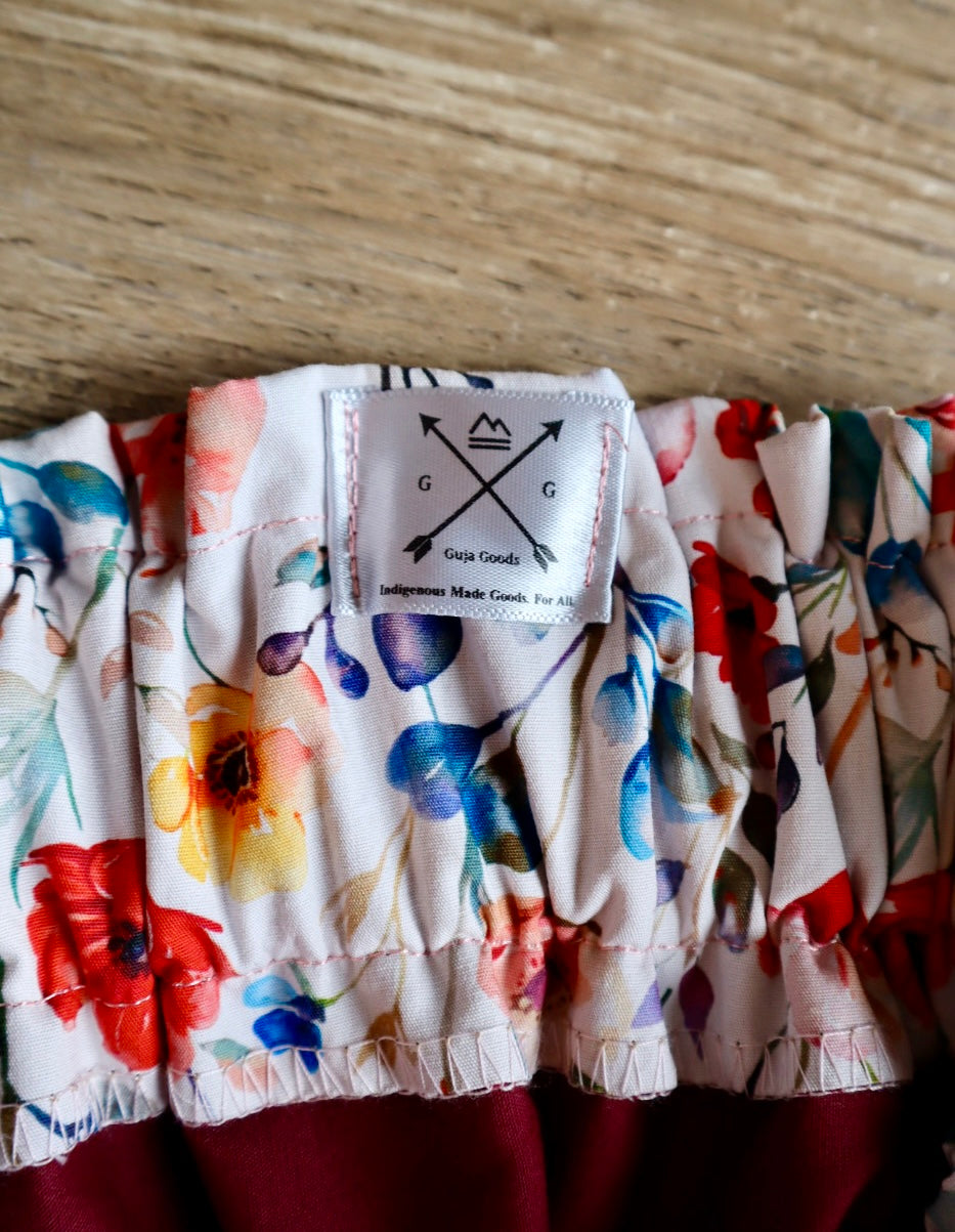 Couture Embroidered Stacked Pony Ribbon Skirt Pockets Womens Ivory Floral Cotton Green to Red Ombre OOAK Indigenous HandMade *up to 50 inches* (enter desired sizes waist size “inches” or Dress/Pants size in order notes)