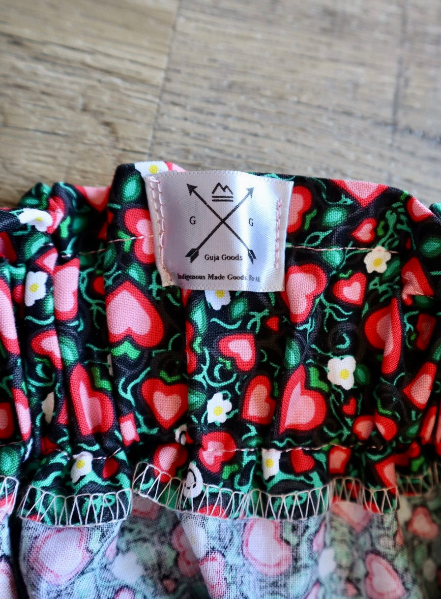 Handmade Ceremony, Casual Ribbon Skirt: Green to Ivory Ombre, Heart Berry Indigenous Floral Print, Custom Waist *up to 50 inches* (enter desired sizes waist size “inches” or Dress/Pants size in order notes)