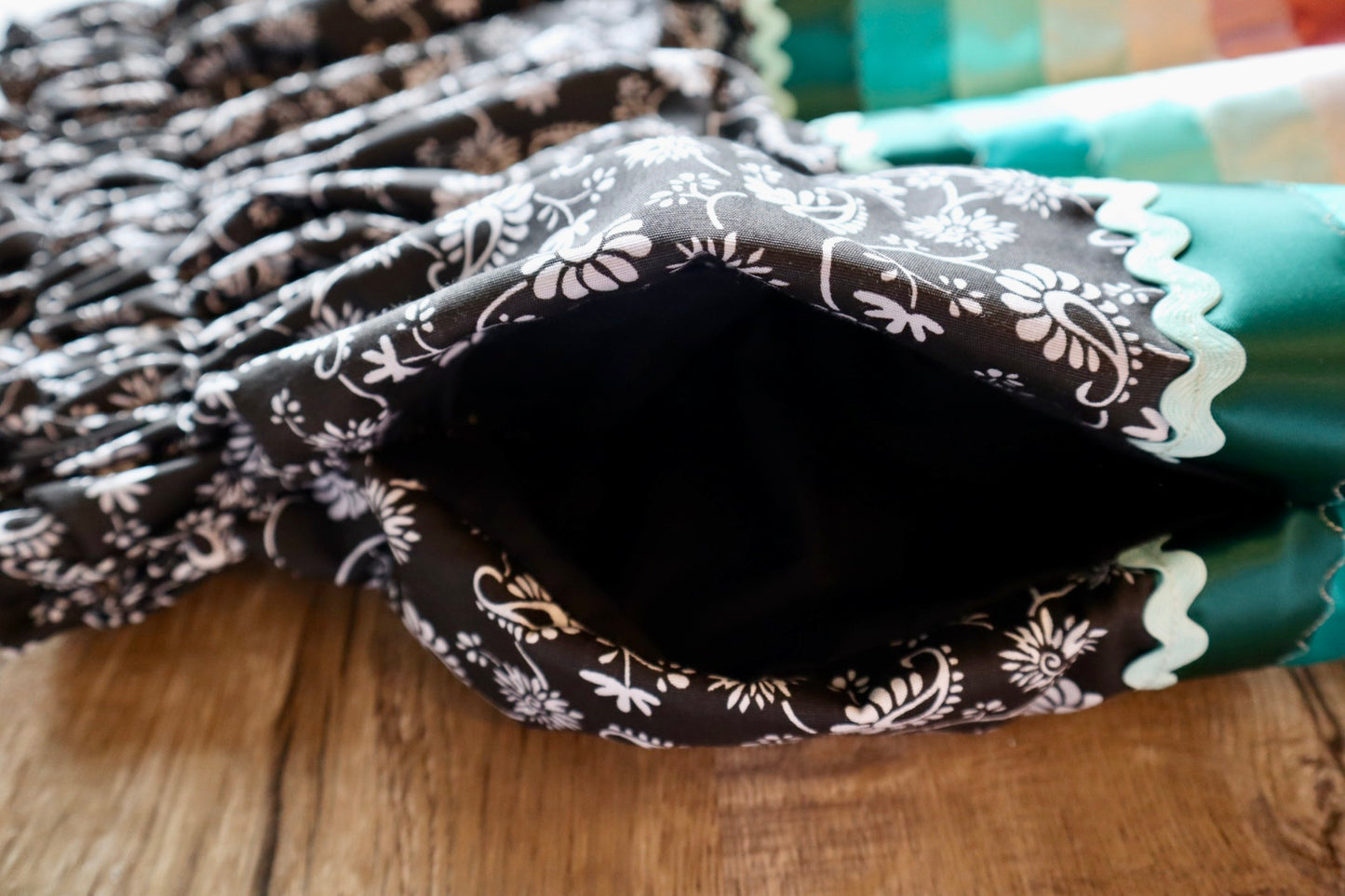Couture Stacked Ribbon Skirt Pockets Womens Black Paisley Miscellaneous Ric Rac Premium Cotton Turquoise to Maroon OOAK Indigenous HandMade *up to 50 inches* (enter desired sizes waist size “inches” or Dress/Pants size in order notes)