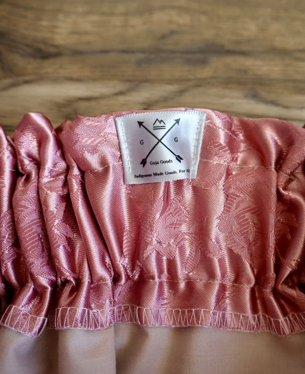 Couture Embroidered Stacked Pony Ribbon Skirt Pockets Womens Blush Pink Satin Earth Tones Ombre OOAK Indigenous HandMade *up to 50 inches* (enter desired sizes waist size “inches” or Dress/Pants size in order notes)