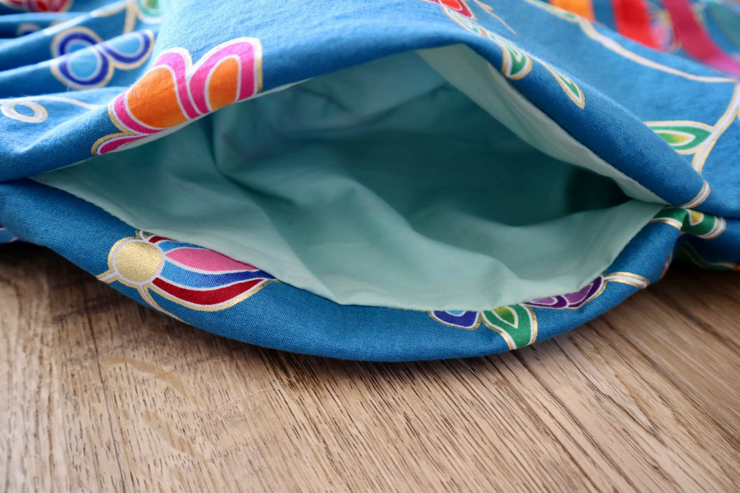 Handmade Ceremony, Casual Ribbon Skirt: Fire Tones, Blue Floral Print, Custom Waist *up to 50 inches* (enter desired sizes waist size “inches” or Dress/Pants size in order notes)