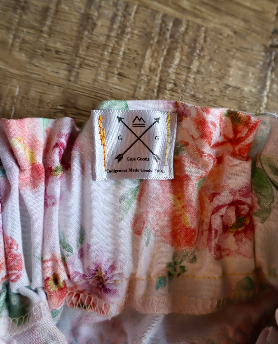 Couture Ribbon Pockets Womens Ruby Ombre Zigzag RicRac Ivory Floral Print Premium Cotton OOAK Indigenous HandMade Clothing CustomWaist *up to 50 inches* (enter desired waist size “inches” or Dress/Pants size in order notes)