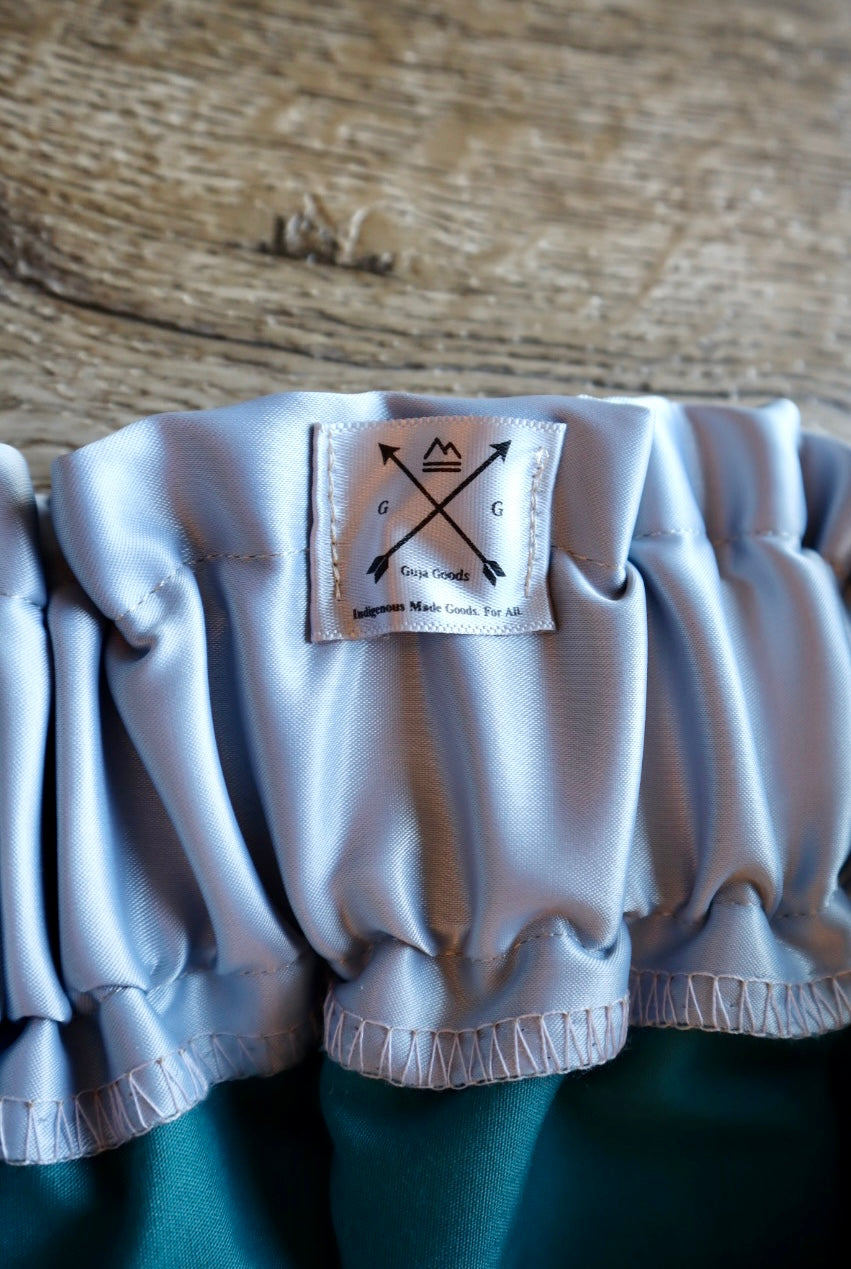 Couture Embroidered Stacked Bison Ribbon Skirt Pockets Womens Pale Blue Satin Earth Tones Ombre OOAK Indigenous HandMade *up to 50 inches* (enter desired sizes waist size “inches” or Dress/Pants size in order notes)