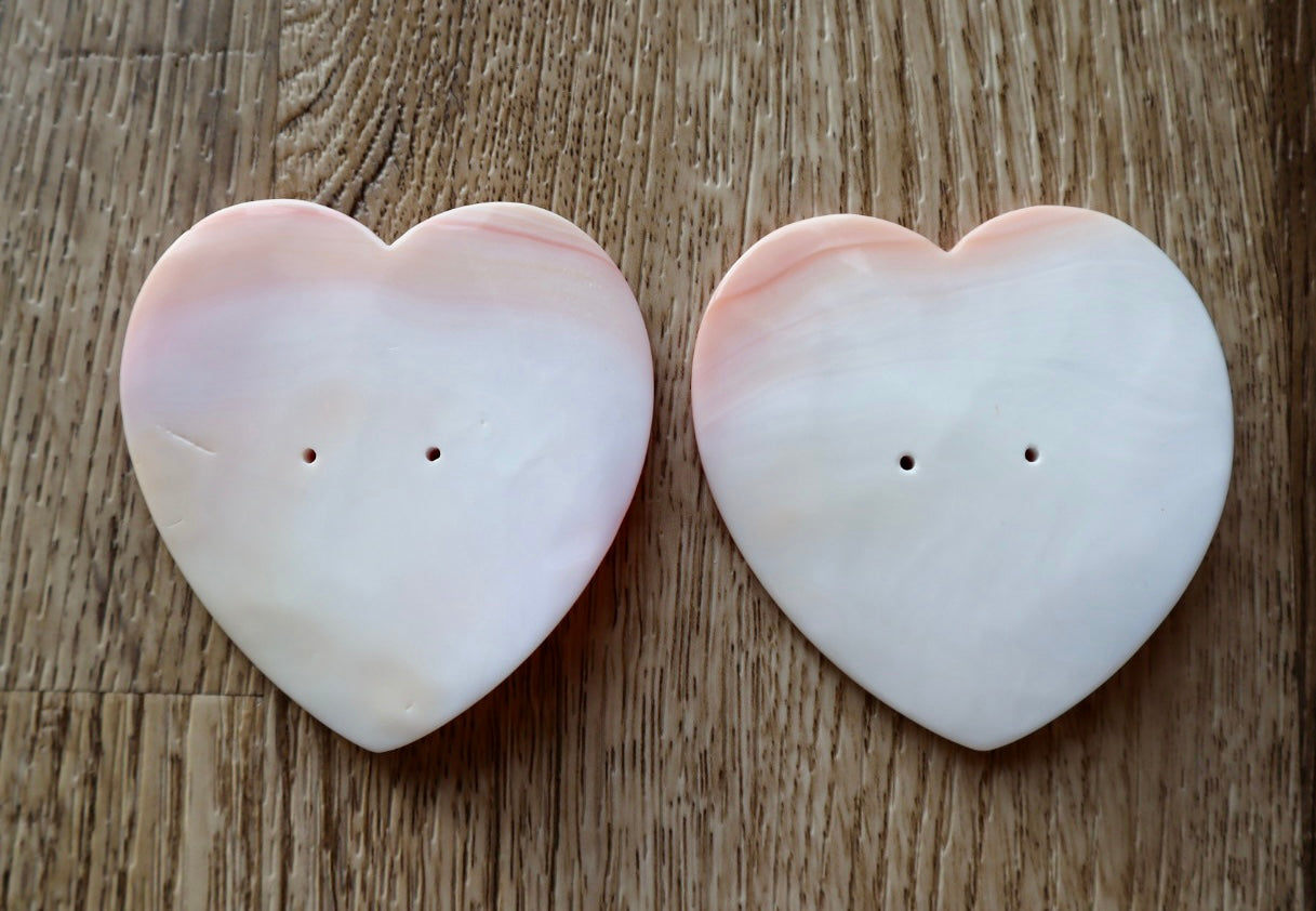 Pink Queen Conch Heart-Shaped Shells (Set of 2)
