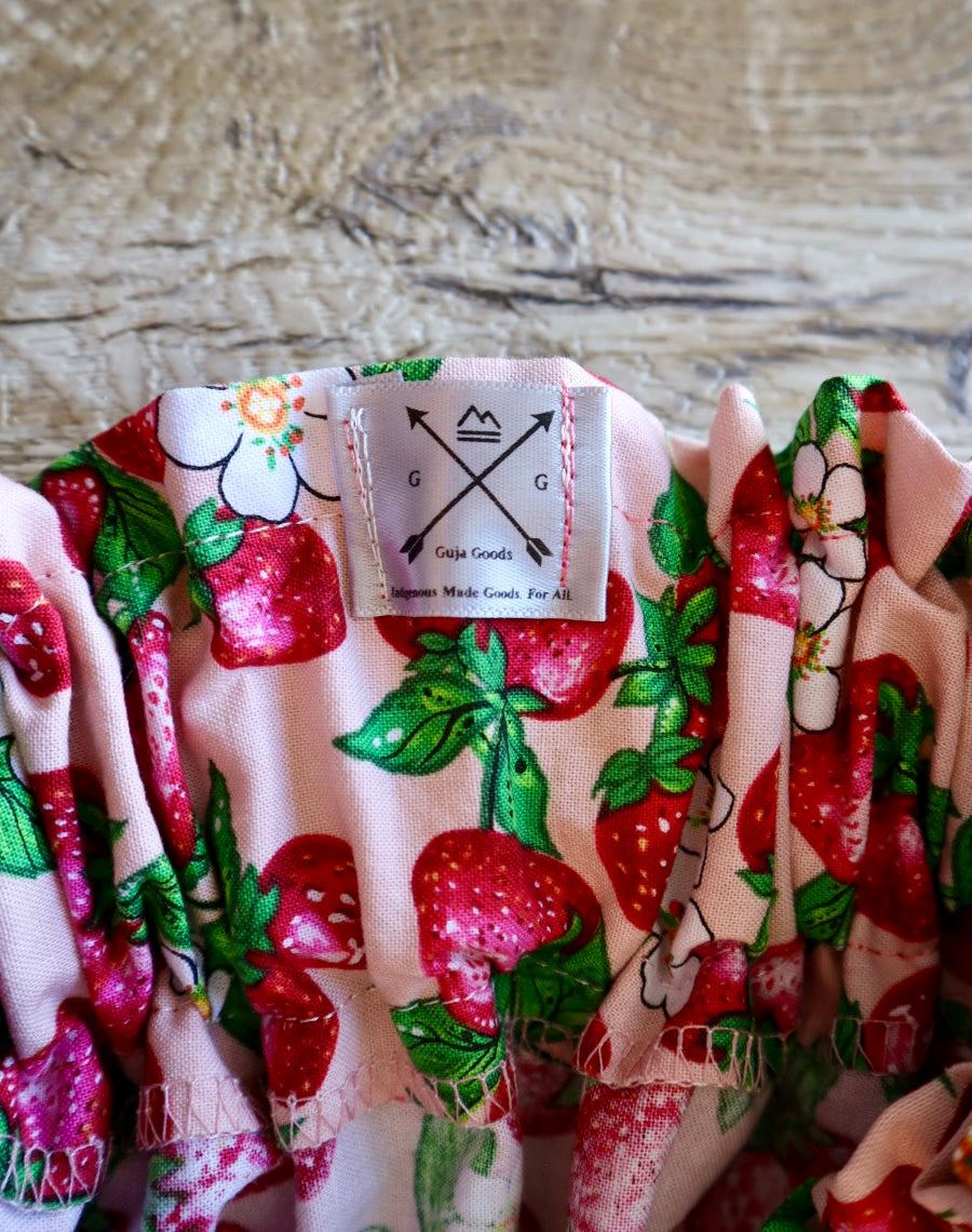 Couture Stacked Ribbon Pocket Womens RicRac Pink Strawberry Floral Print Premium Cotton Maroon Ombre OOAK Indigenous HandMade CustomWaist *up to 50 inches* (enter desired sizes waist size “inches” or Dress/Pants size in order notes)