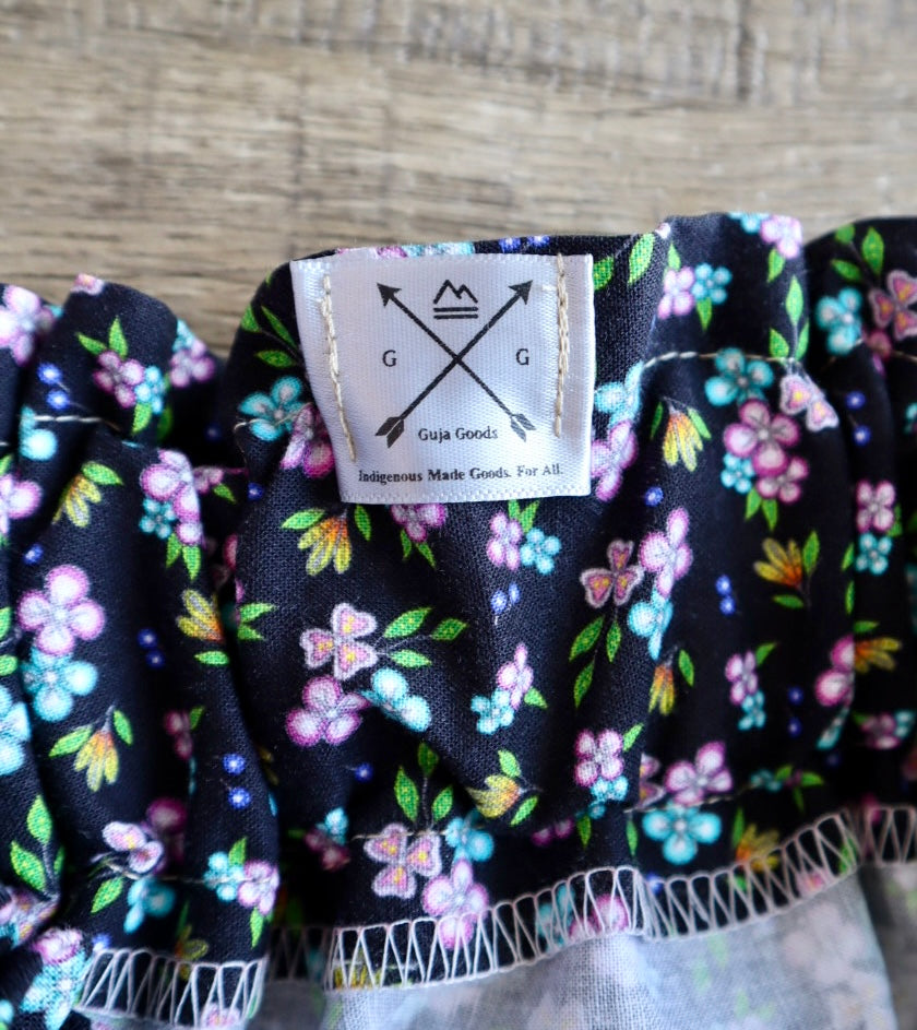 Couture Embroidered Pony Ribbon Skirt Pockets Womens Black Floral Premium Cotton Silver Plum Tones OOAK Indigenous HandMade *up to 50 inches* (enter desired sizes waist size “inches” or Dress/Pants size in order notes)